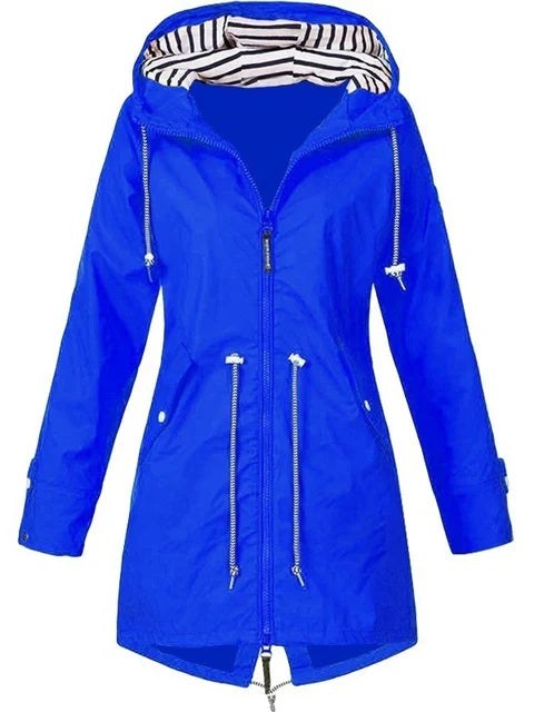 Zip Hooded Trench Coat for Women
