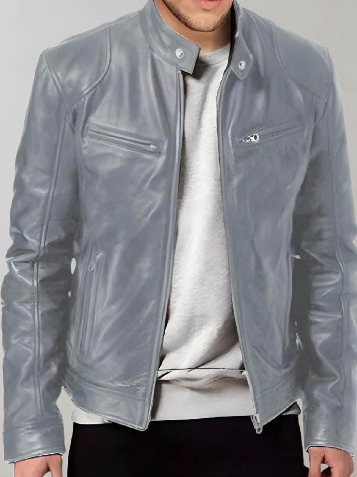 Zip Leather Jacket for Men